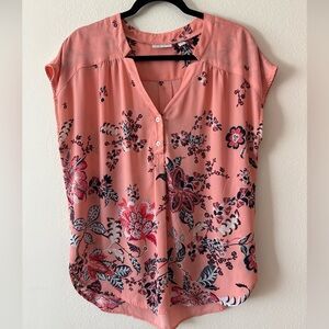 New York & Company Women’s Peach Floral Blouse